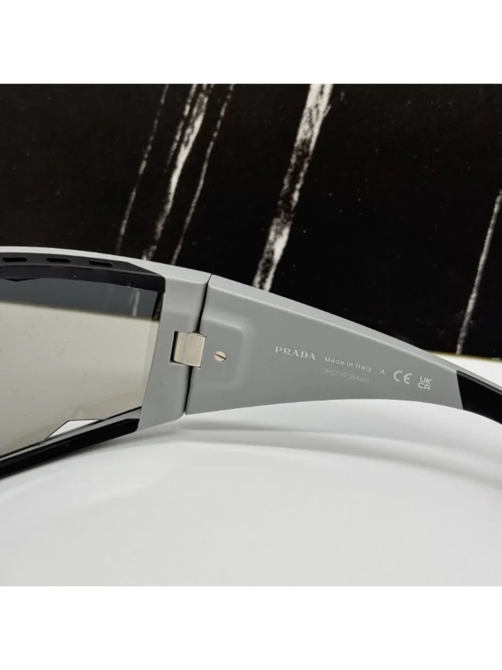 NWT Prada Linea Rossa PSA04S 13Z05A Silver Unisex Sunglasses With Fabric Chain